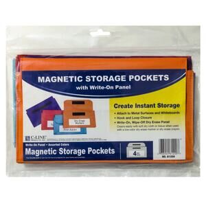 NEW C-Line Magnetic Storage Pocket Folders with Erasable Label‎ Panel 4 pack